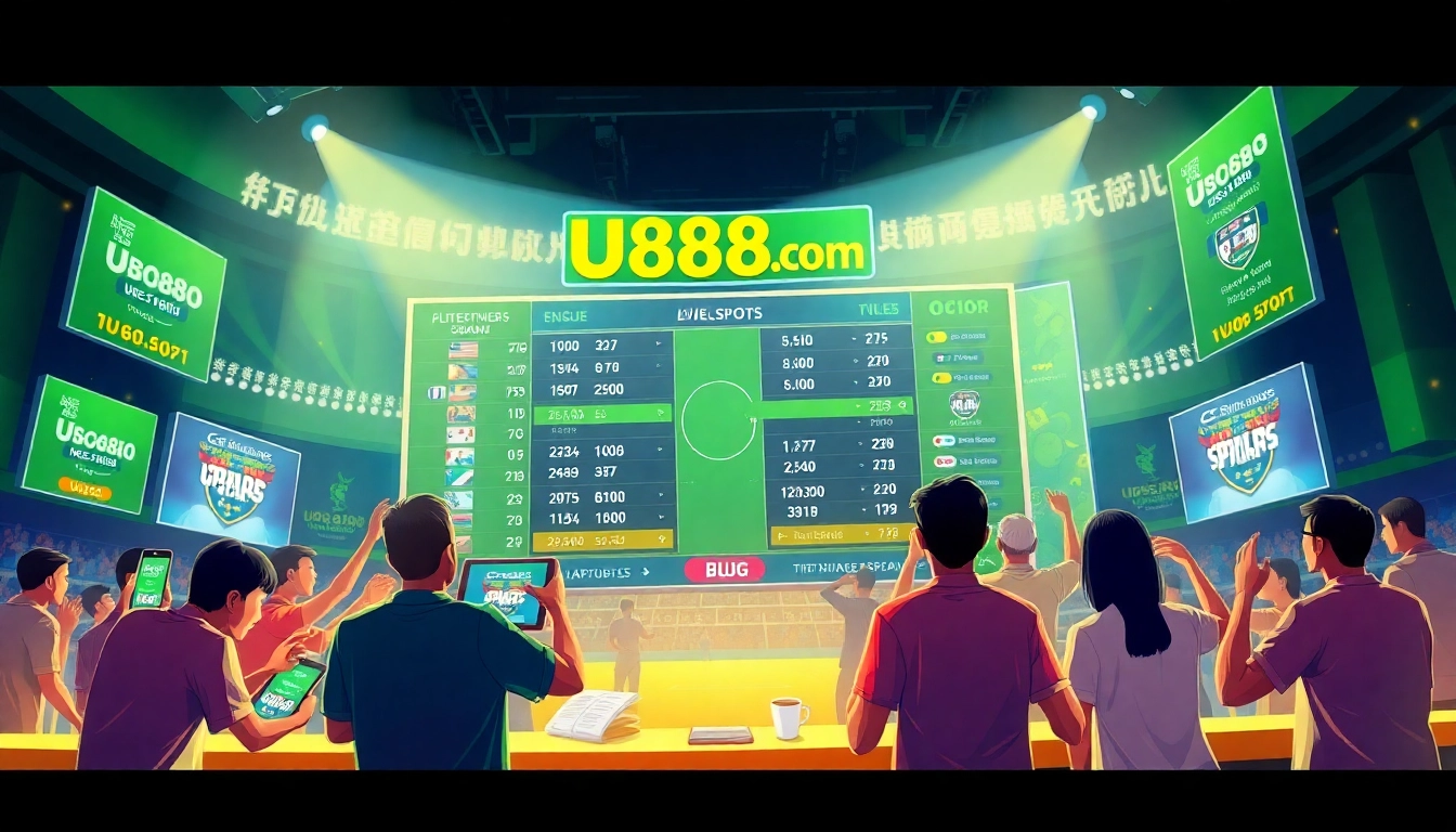 Experience the excitement of sports betting at U888.com with engaging visuals of players and live updates.