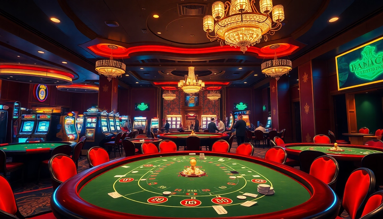 Exciting casino action at https://banca.cn.com/ with roulette, poker, and vibrant slot machines.
